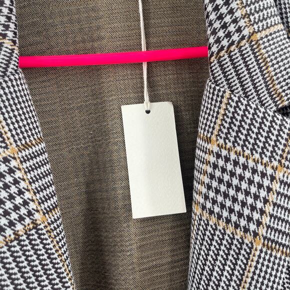 MELLODAY Blazer Size Large NWT Plaid Houndstooth Longline Open Stretch Fall - Picture 5 of 13